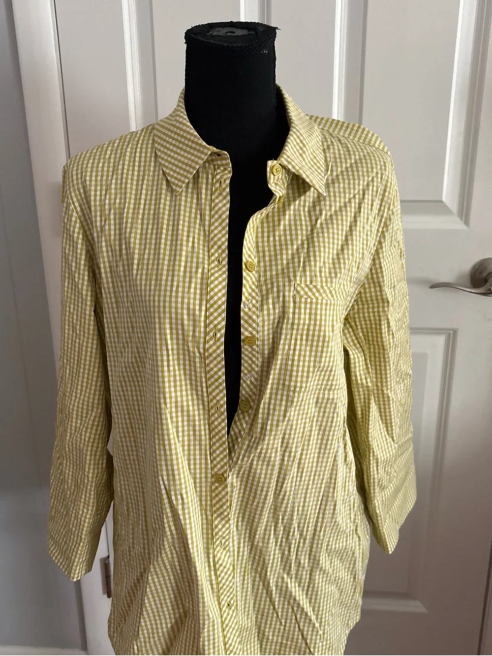 Lafayette 148 New York Yellow Gingham Shirt - Picture 1 of 3